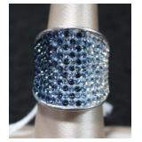 Sterling Silver Gradient Pave Set Cocktail Ring