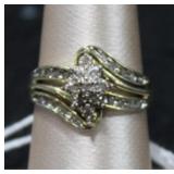 Sterling Silver Cluster Diamond Bypass Ring