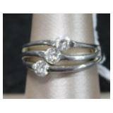Marsala Sterling Silver 3 Stone Ring