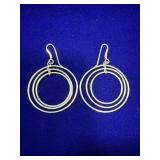 PAIR OF STERLING SILVER TRIPLE-RING NESTED CIRCLE