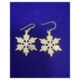 PAIR OF STERLING SILVER SNOWFLAKE CUTOUT DANGLING