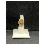 STERLING SILVER & TIGERS EYE RING - 7.6GR - SIZE 6