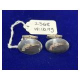 Oval Sterling Revolver Pistol Cufflinks