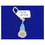 Turquoise Cabochon 925 Native American Brooch