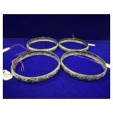 (4) STERLING SILVER BANGLE BRACELETS - ALL HAVE