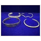 (4) STERLING SILVER BANGLE BRACELETS - ASSORTED -
