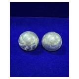 PAIR OF STERLING SILVER DOMED STUD EARRINGS W/