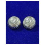 PAIR OF STERLING SILVER DOMED STUD EARRINGS W/