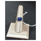 Blue Lapis Signet Ring Sterling Silver Ring