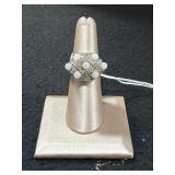 Sterling Silver Faux Pearls Cluster Ring