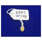 Elegant Yellow Gem & Crystal Swirl Pendant