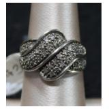 925 Elegant Crossover Multi-Row Pave Set Ring