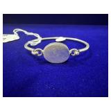 STERLING SILVER ENGRAVABLE OVAL DISC BANGLE