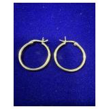 PAIR OF GOLD TONE STERLING SILVER THIN TUBE HOOP
