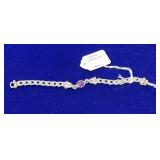 STERLING SILVER BRACELET W/ SINGLE OVAL CUT AMETHY
