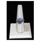 Tanzanite Cluster Sterling Silver Ring