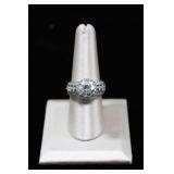Stunning CZ Halo Engagement Ring