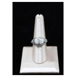 Sterling Silver Halo Bypass Band CZ Ring