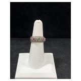 STERLING SILVER & MULTI-GEMSTONE RING - SIZE 6-1/4
