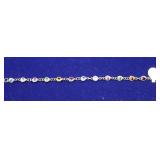 Sterling Silver Multi-Gem Heart Stone Bracelet