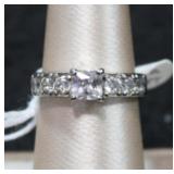 Elegant Sterling Silver Princess Cut Ring