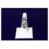 Navajo Turquoise Sterling Silver Leaf Motif Ring