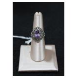Kabana Sterling Silver Amethyst Filigree Ring