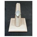 Milky White Oval Stone Sterling Silver Ring