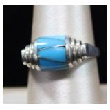 Turquoise Channel Inlay Sterling Silver Ring