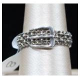 Sterling Designer NV Braided Bet Buckle Ring