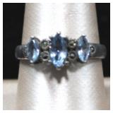 Marquise Cut Light Blue Gemstone Sterling Ring