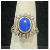 STERLING SILVER & LAPIS RING 7.8GR SIZE 6-3/4