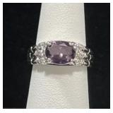 STERLING SILVER & AMETHYST RING - 4.8GR SIZE 6