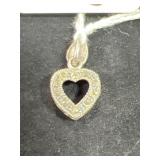STERLING SILVER OPEN-HEART PENDANT/CHARM W/ SMALL