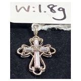 STERLING SILVER CROSS PENDANT CZ BAGUETTE STONES