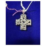 ATI STERLING SILVER 925 SCROLLS CROSS PENDANT -