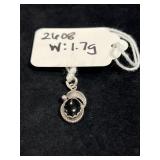 STERLING SILVER PENDANT W/ BLACK ONYX CABOCHON -