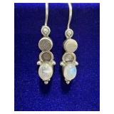 PAIR OF STERLING SILVER DANGLE EARRINGS W/ OVAL &