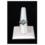 Sterling Silver Marquise Cut Light Blue Gem Ring