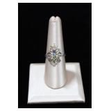 Sterling Silver Filigree Vertical Stack Gem Ring