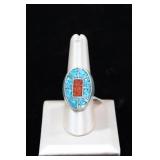 Southwestern Style 925 Crushed Chip Navajo Ring