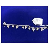 STERLING SILVER HEART CHARM BRACELET - 7" -