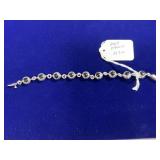 STERLING SILVER & ONYX BEAD BRACELET - 6.5" -