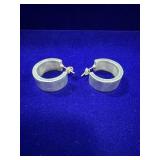 PAIR OF WIDE, CHUNKY STERLING SILVER HOOP