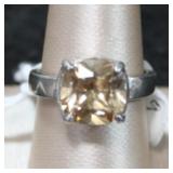 Sterling Silver Cushion Cut Champagne Ring