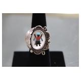 Native American Zuni Sterling Silver Inlay Ring