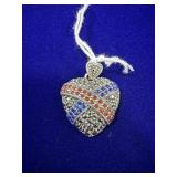 STERLING SILVER HAN HEART PENDANT W/ MARCASITE