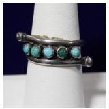Navajo Turquoise Cabochon Stone Sterling Ring