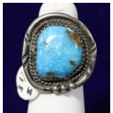 Traditional Navajo Sterling Silver Turquoise Ring