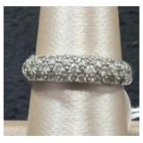 3 Row Dome CZ Sterling Silver Ring